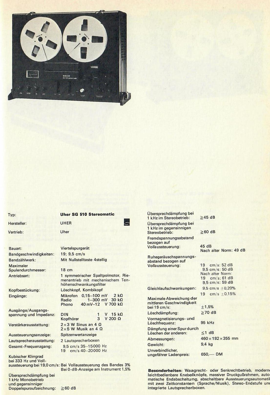 Uher SG-510 Stereomatic-Daten.jpg