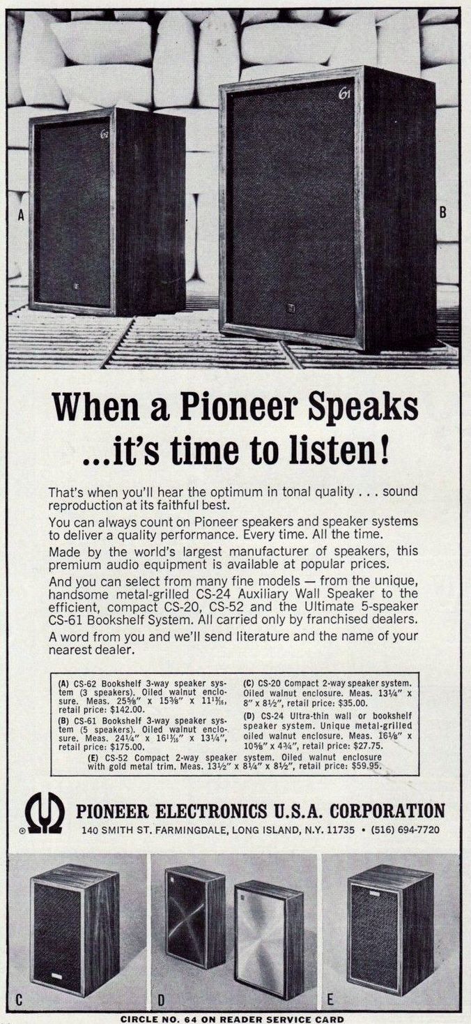 ★☆【定価︰￥25.800・1964年】PIONEER　CS-52 スピーカー 【定価︰￥25.800・1964年】PIONEER CS-52 スピーカー 【定価