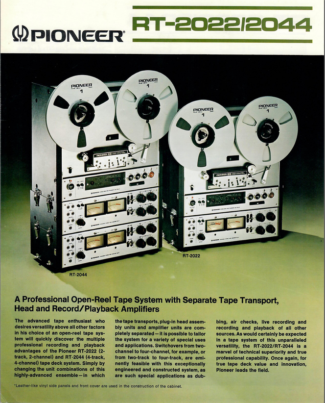 Pioneer RT-2044 4-Track 4-Channel Reel to Reel Tape Recorder Manual
