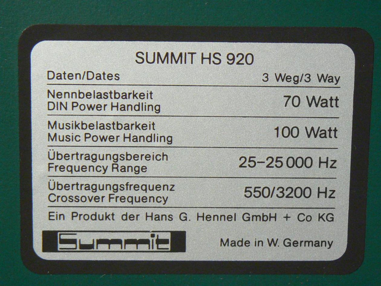 Hans G. Hennel SUMMIT Softline HS 920